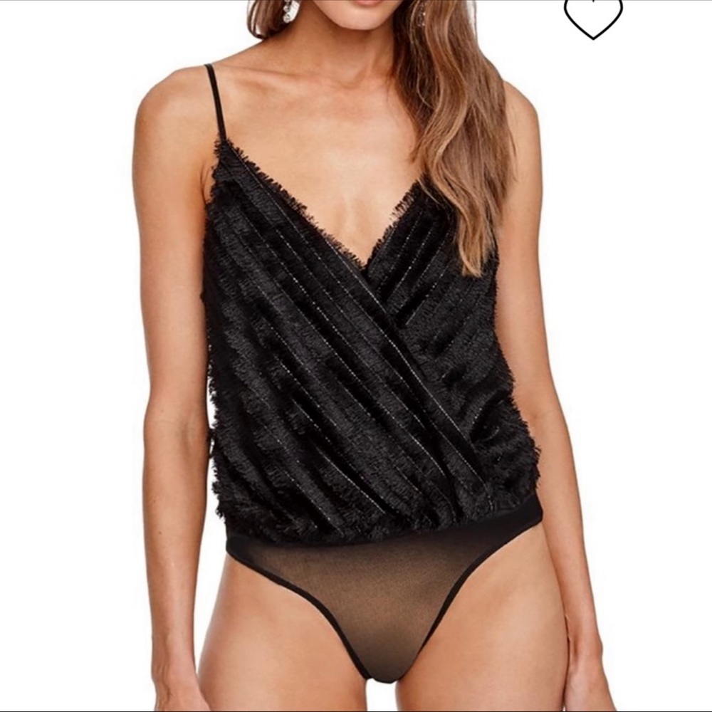 ASTR The Label Black Bodysuit Eyelash Fringe S - Picture 12 of 13